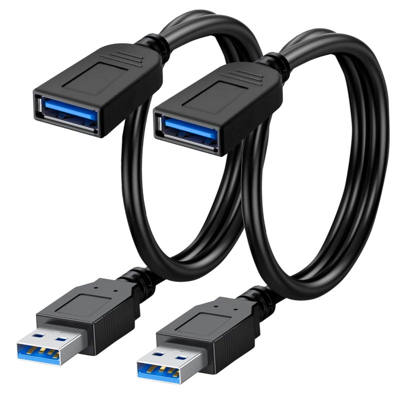 SaiTech IT 2 Pack Short Length 1 Feet USB 3.0 Extension Cable, USB 3.0 A Male to Female Extender Cable - Image 1